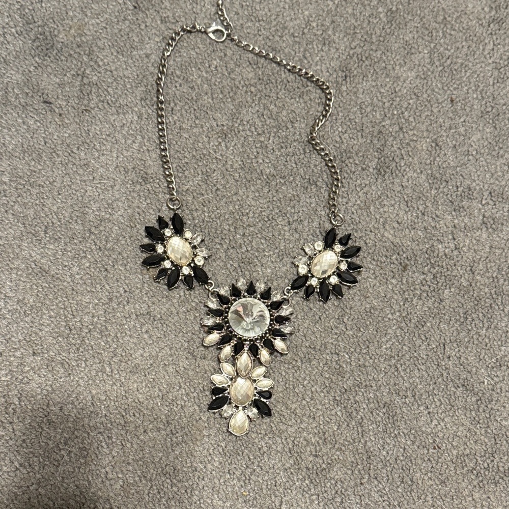 Silver and Black Statement Necklace